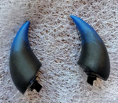 Dark Gothic Lolita Devil Horns Ghost Angle Bobby Pin Hairpin Elf Hair Clip Kids Adult Halloween Costume Hair Accessory (Blue) #TOP1