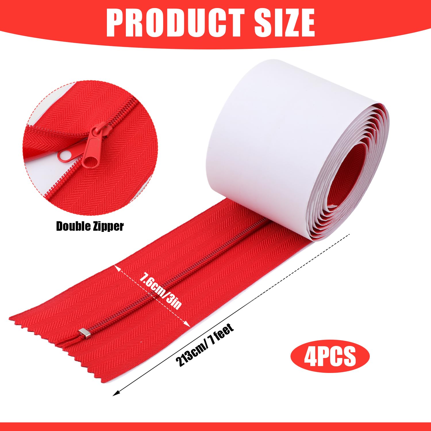 6 Rolls Heavy Duty Zipper For Dust Barriers, 7 Ft X Norway