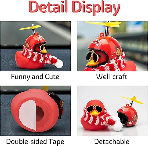 Miniatura 9 de wonuu Adornos de pato de goma para automóvil, decoración de tablero de automóvil de pato amarillo con casco de hélice para decoración navideña y