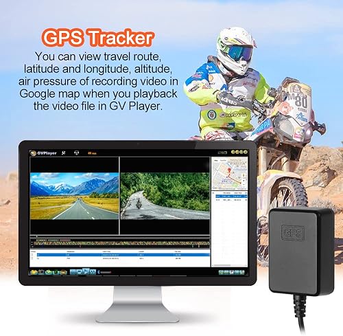 Miniatura 4 de VSYSTO Cámara WiFi para salpicadero de motocicleta, sensores de presión de neumáticos, pantalla de 4 pulgadas, WDR HD 1080P, lente ojo de pez gran