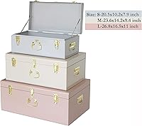 Vista 2 de Vixdonos Juego de 3 cofres decorativos de metal con cierre de seguridad para la organización de tesoros y decoración de dormitorio, 26.8x16.5x11