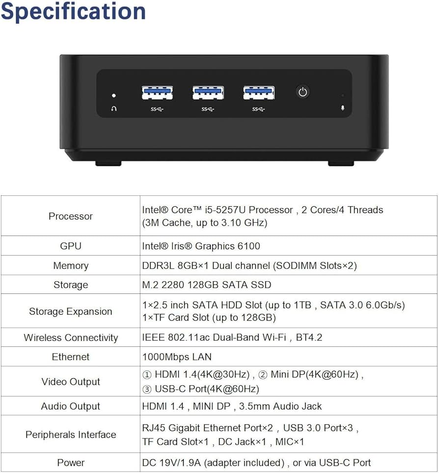 Amazon.com: MINISFORUM U700 Mini PC Core i5-5257U Mini Computer