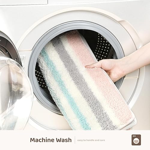 Miniatura 7 de Molesun Tapete de baño floral, tapete de baño antideslizante y suave de microfibra, bonito tapete de baño para niños, absorbente de agua, grueso,