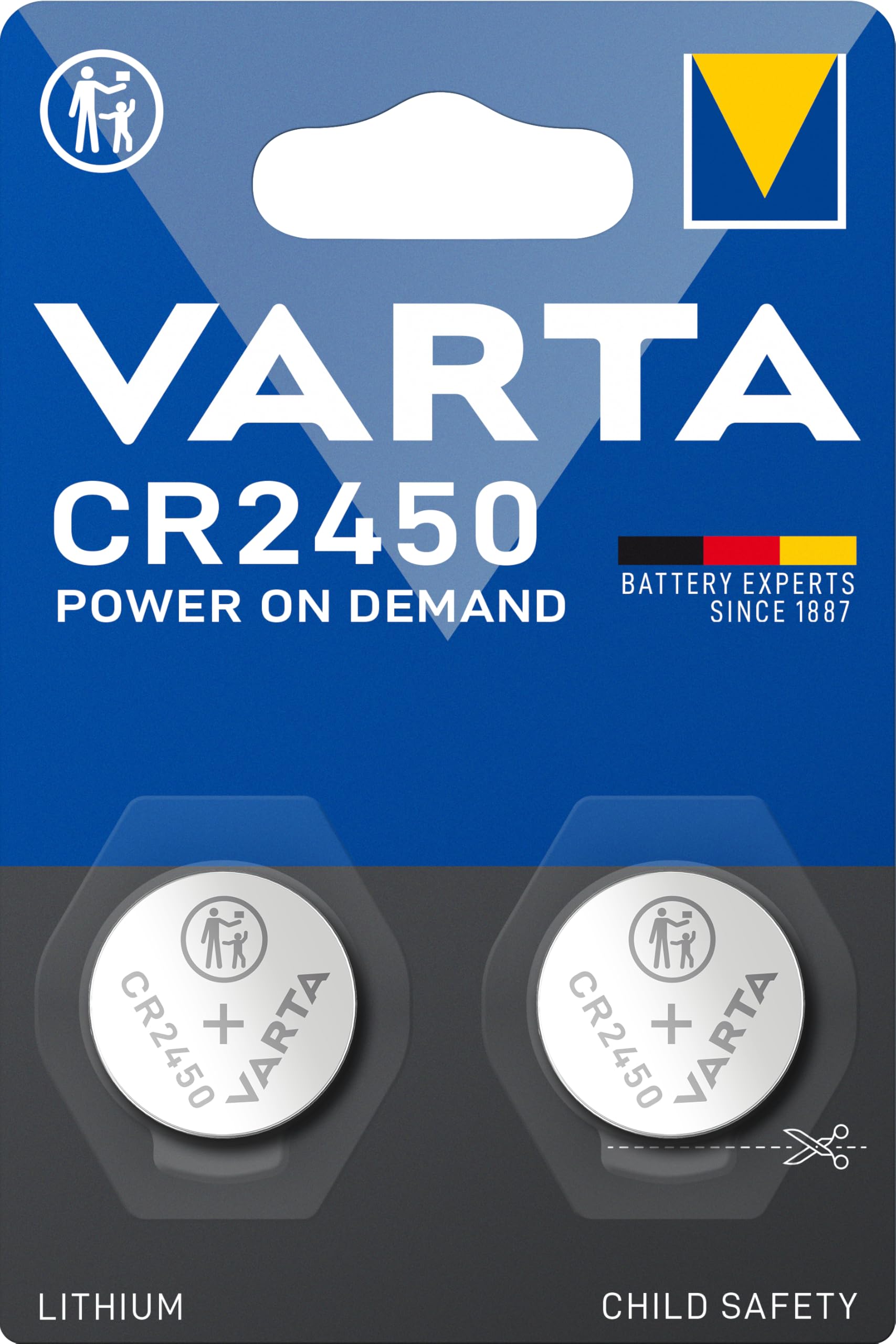 VARTA Batteries Electronics CR2450 Lithium button cell battery 2-pack, Button cells in original blister pack of 2