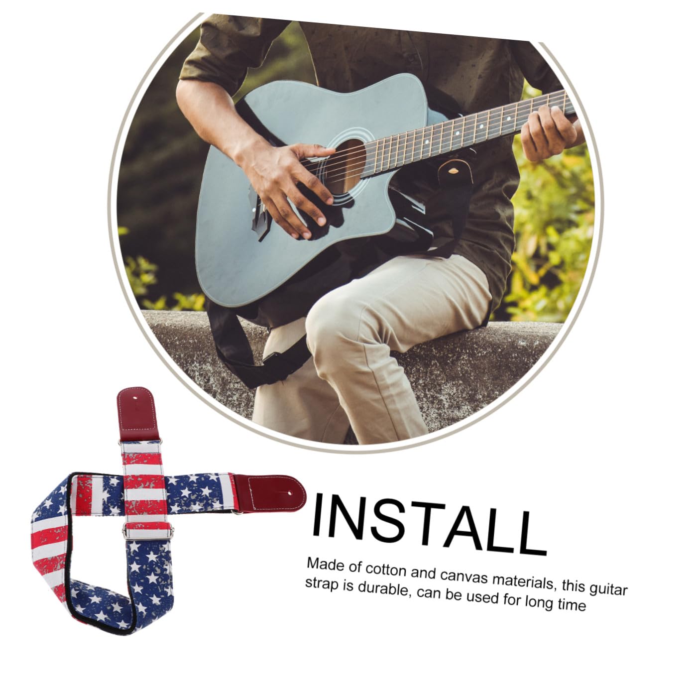 YARNOW Tracolla Regolabile per Basso Chitarra Tela e Decorativa e Accessorio Pratico per Strumenti Musicali Cinghia per Chitarra da Sostituzione con Design