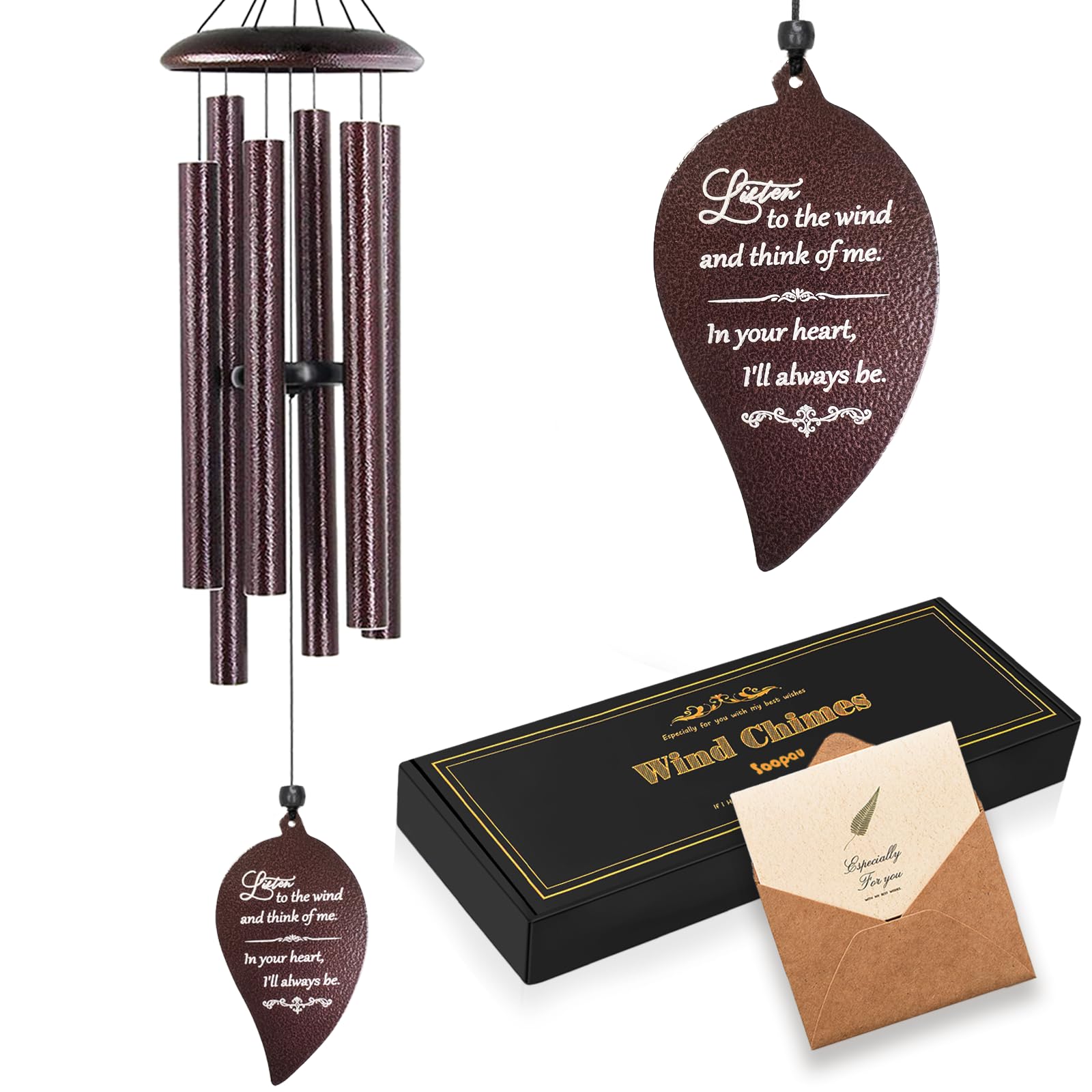 Soopau Sympathy Gift, 32'' Memorial Wind Chimes for Loss of Loved One Mother Father Miscarriage, Bereavement/Condolence/Funeral Gifts, Windchimes in Memory of a Loved One (Bronze)