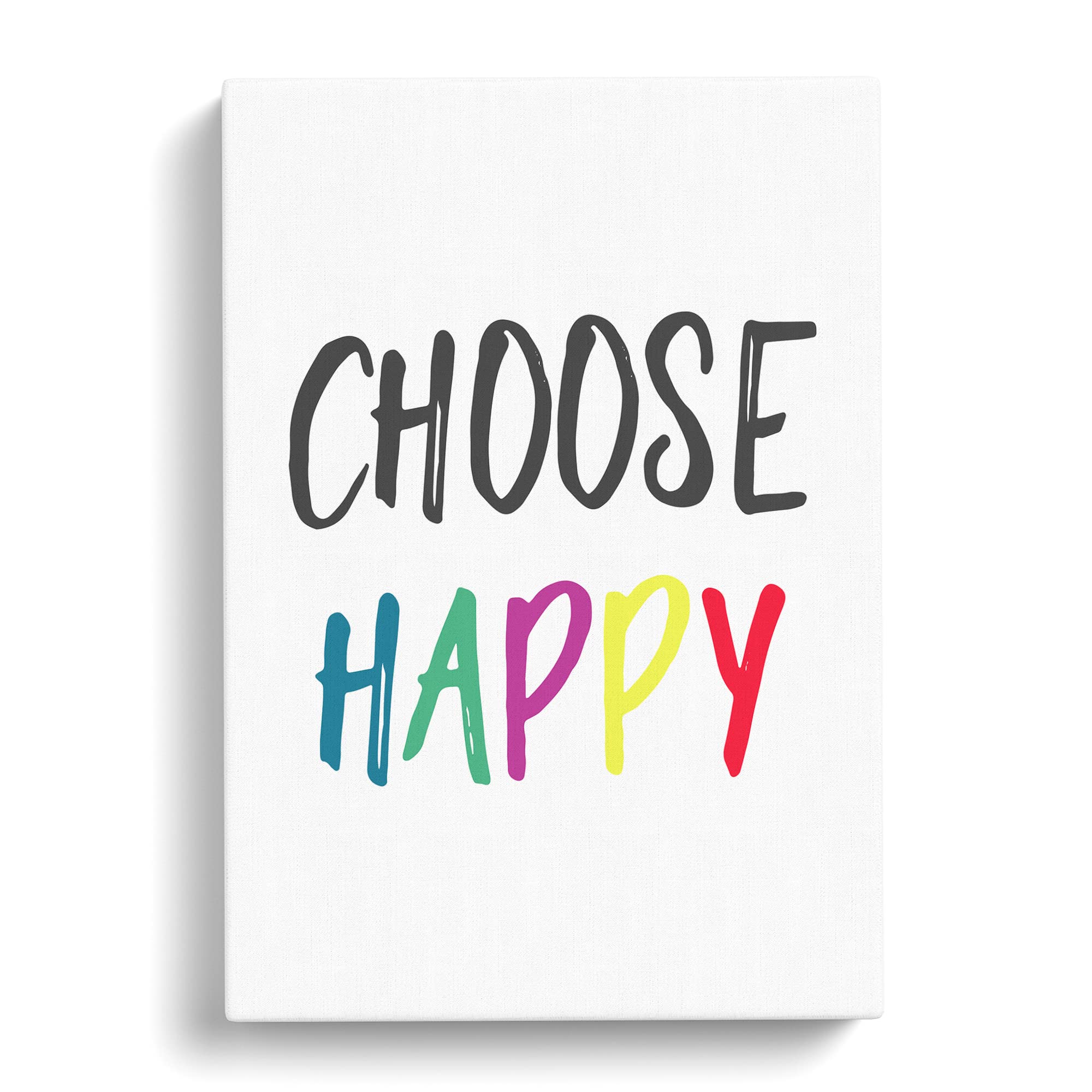 Choose Happy Typography Quote Canvas Print, Mixed, 25L x 50W cm - Image 2