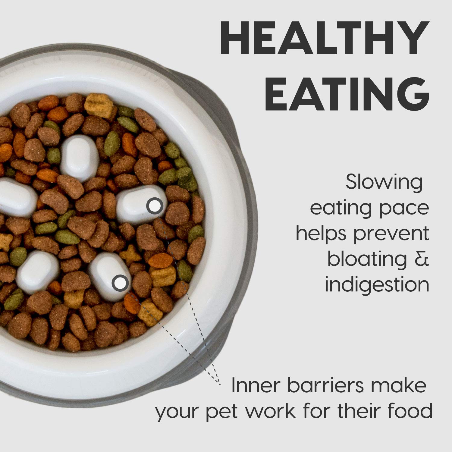 IRIS USA 4-Cup Slow Feeder Bowl, Anti-Choking & Anti-Slip Puzzle Dish for Healthy Digestion, Long Snout Dogs & Cats, BPA & PVC-Free, Beige/Black - image 2