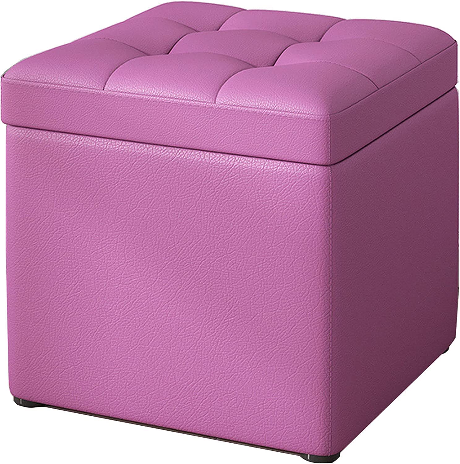 Pouf de rangement cube en cuir blanc, petit tabouret ottoman et repose-pieds de salon