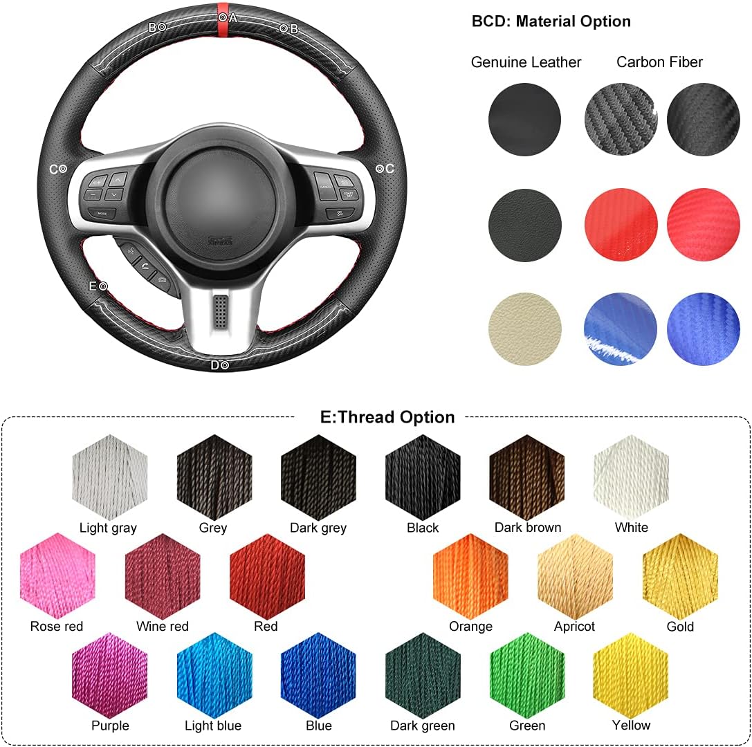 MEWANT Car Steering Wheel Cover for Mitsubishi Lancer Evolution 10 X 2008-2015 Carbon Fiber&Lenuine Leather Car Steering Wrap