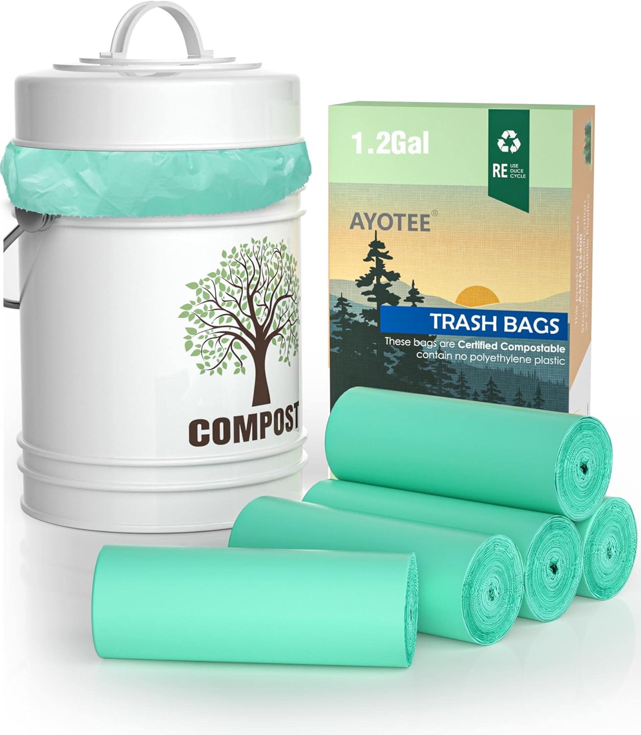 AYOTEE 100 Biodegradable Trash Bags, Small Compost Bags 1.