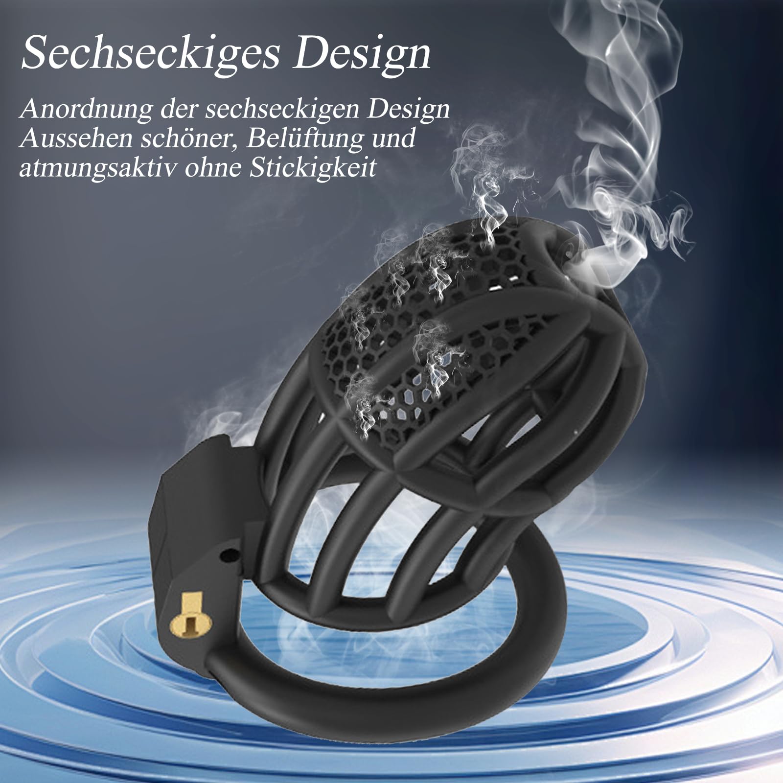 BDSMYEE Jaula de castidad para pene con 4 Anillos para el Pene Extraíbles, chastity cage bdsm Juguetes Eróticos Para Adultos, jaula castidad hombre castigo jaula castidad (Negro, C)
