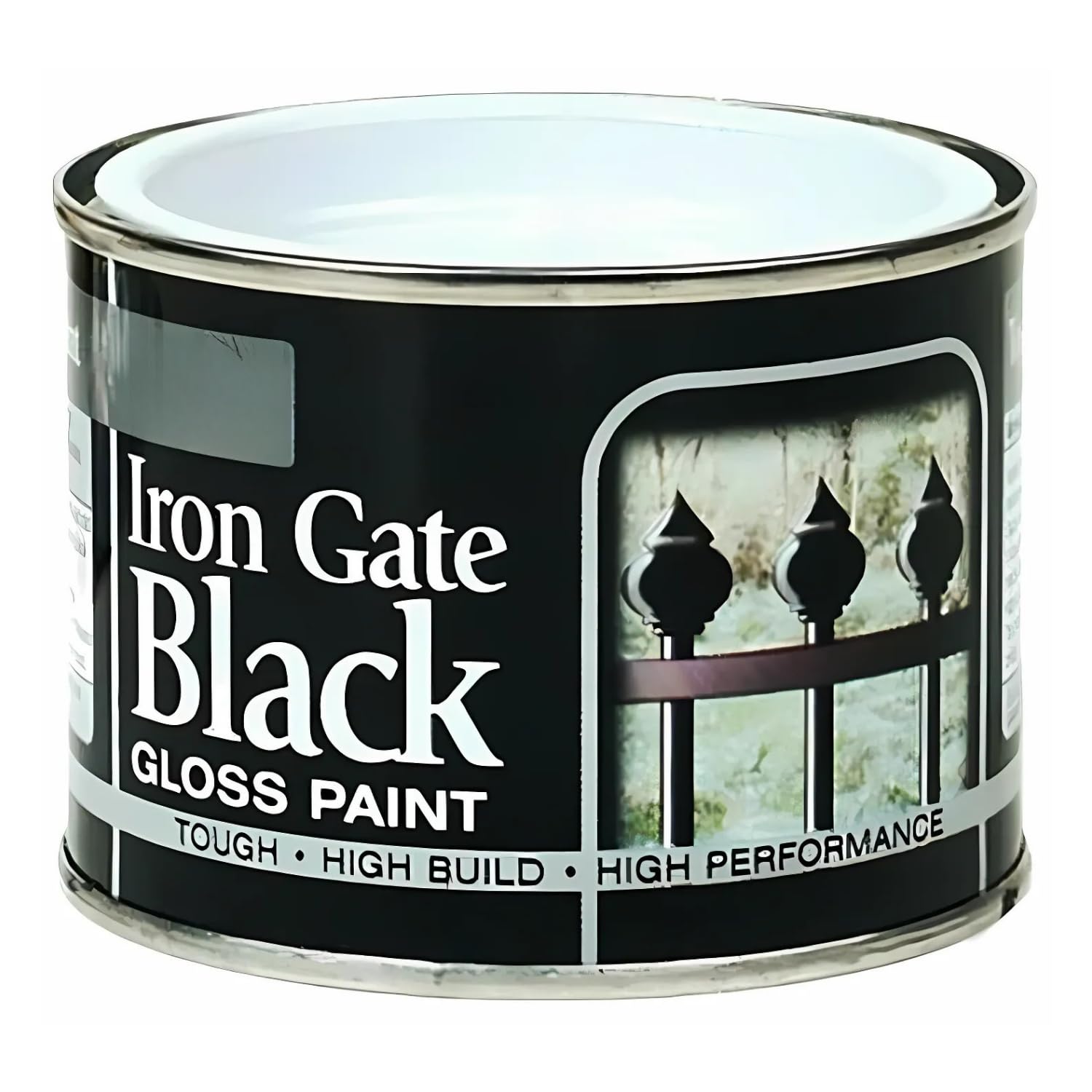 Inspired Essentials 180ml Non Drip Paint Tin Exterior Interior Hard Drying Performance Multi-Purpose Paint Tin for Metal, Wood, Plastic, Walls with Perfect Finish (1, Iron Gate Black Gloss) โ image 1