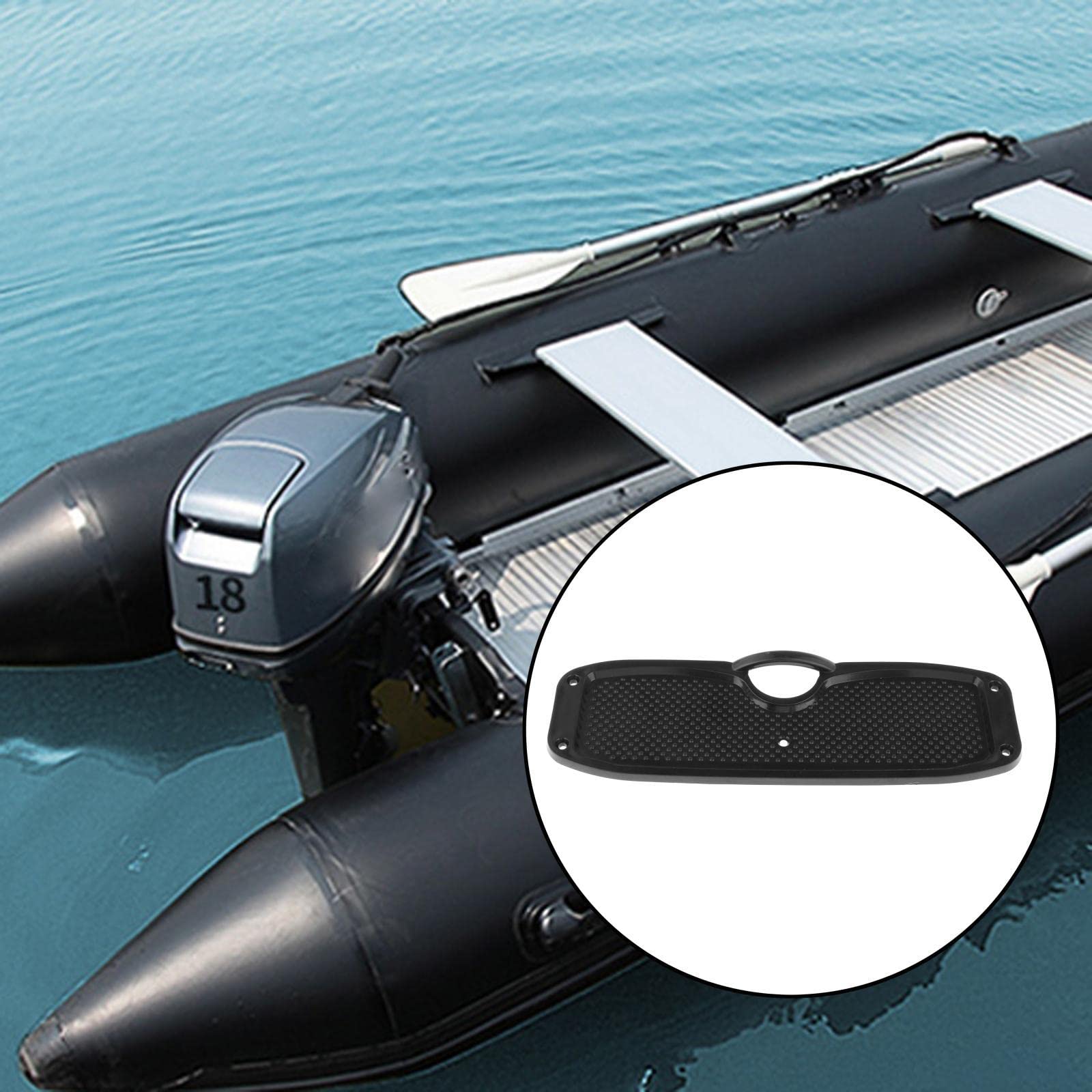 DYNWAVE Transom Outboard Plate Protective Pad Plastic for Inflatable Boat Black