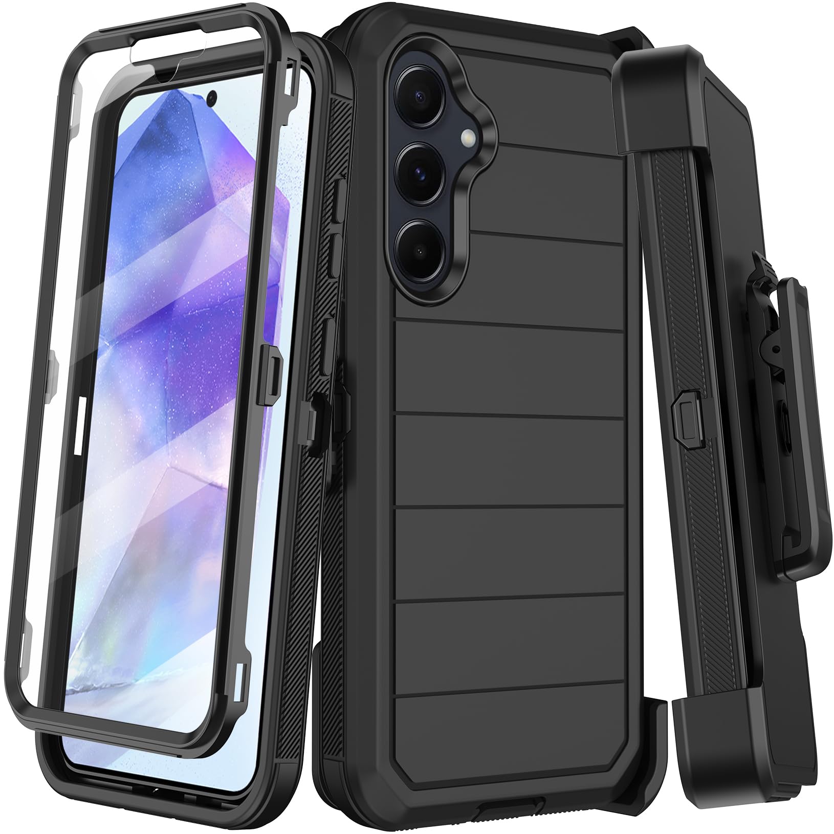 KECAI for Samsung Galaxy A55 5G Case with Belt Clip Holster,Built-in Screen Protector,Heavy Duty Shockproof Drop Protectio...