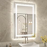 Vista 50 de WTTY LED Bathroom Mirror 32"x32" with Backlit and Front Light,Stepless Dimmable LED Mirror for Bathroom,Anti-Fog Lighted Bathroom Vanity Mirror