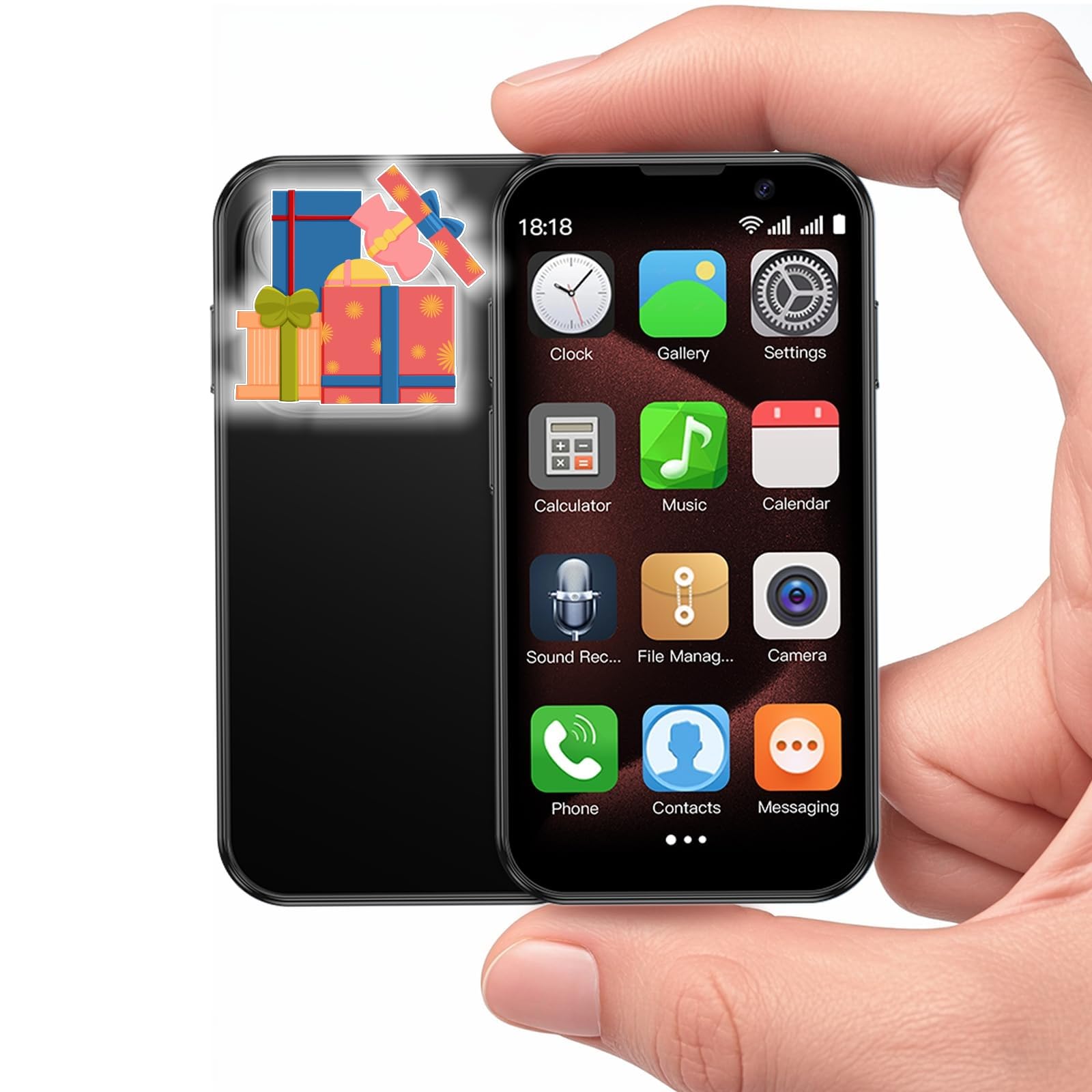 Mini Phone XS18Pro 3.0 Inch HD 2GB+16GB 3.0 Inch HD Quad Core Dual Sim Card Child Mobile Phone Android Kids Super Small 3G Mobile Mini Smartphone Student Pocket Cellphone(Deep Black)