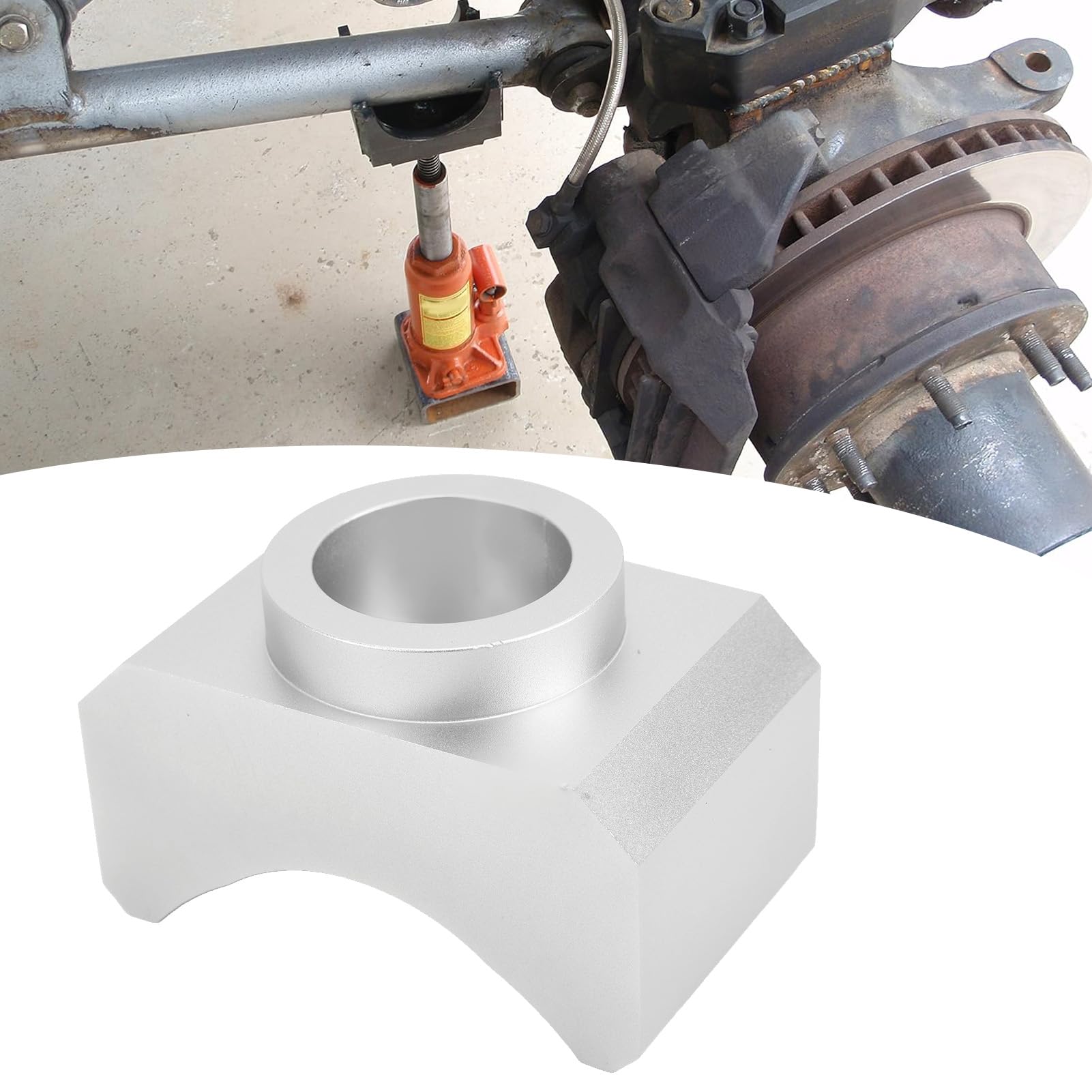 Cocoarm Siodło Podnoszące z Adapterem Osi Podnośnika, Aluminiowy Adapter Podnośnika Hydraulicznego do Butelkowego, Wsporniki Osi do Użytku w Garażu lub w Terenie (SILVER)