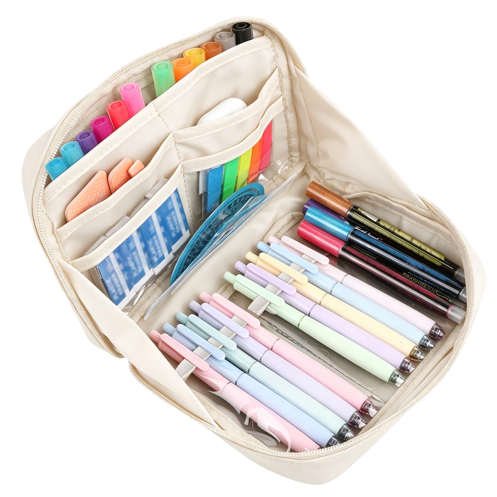 Yilnlg Large Pencil Case with 12 Compartments, Portable Stationery Pouch