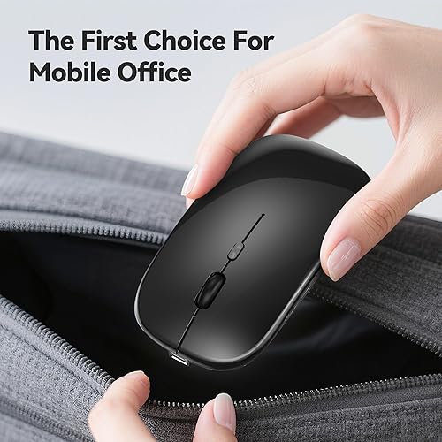 Miniatura 7 de TECKNET Ratón Bluetooth inalámbrico LED y conexión instantánea de 2.4 GHz, recargable ultra silencioso delgado 052