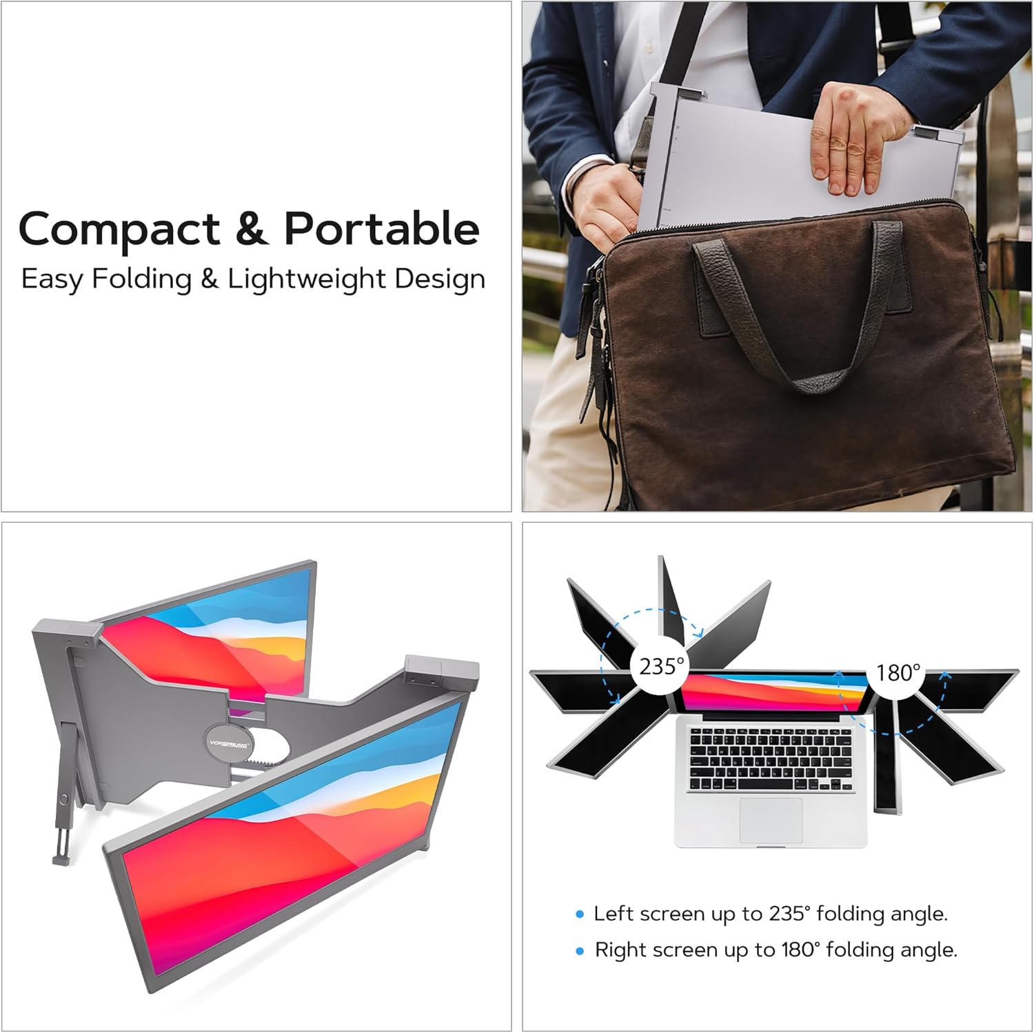 VORSPRUNG Tri Triplo estensore dello schermo per laptop, doppio monitor 2X con supporto, FHD 1080P IPS - portatile, per 15-17 windows, notebook, chrome mac, versione 2 (UK) (14 Pollici) VORSPRUNG Tri Triplo estensore dello schermo per laptop, doppio monitor 2X con supporto, FHD 1080P IPS - portatile, per 15-17 windows, notebook, chrome mac, versione 2 (UK) (14 Pollici)