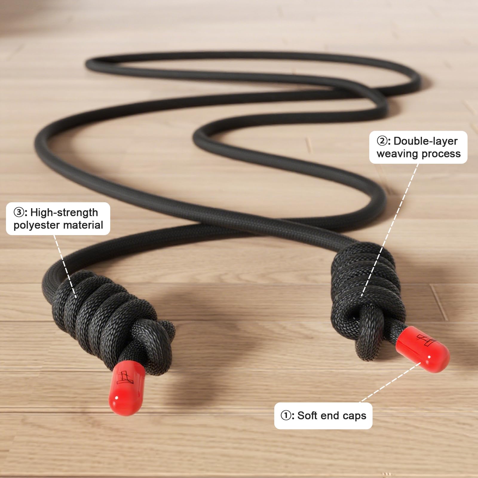 Flow Rope skakanka do ćwiczeń, do fitnessu, treningu, z regulowaną podwójnie tkaną liną treningową dla mężczyzn, kobiet, początkujących – do wewnątrz i na zewnątrz
