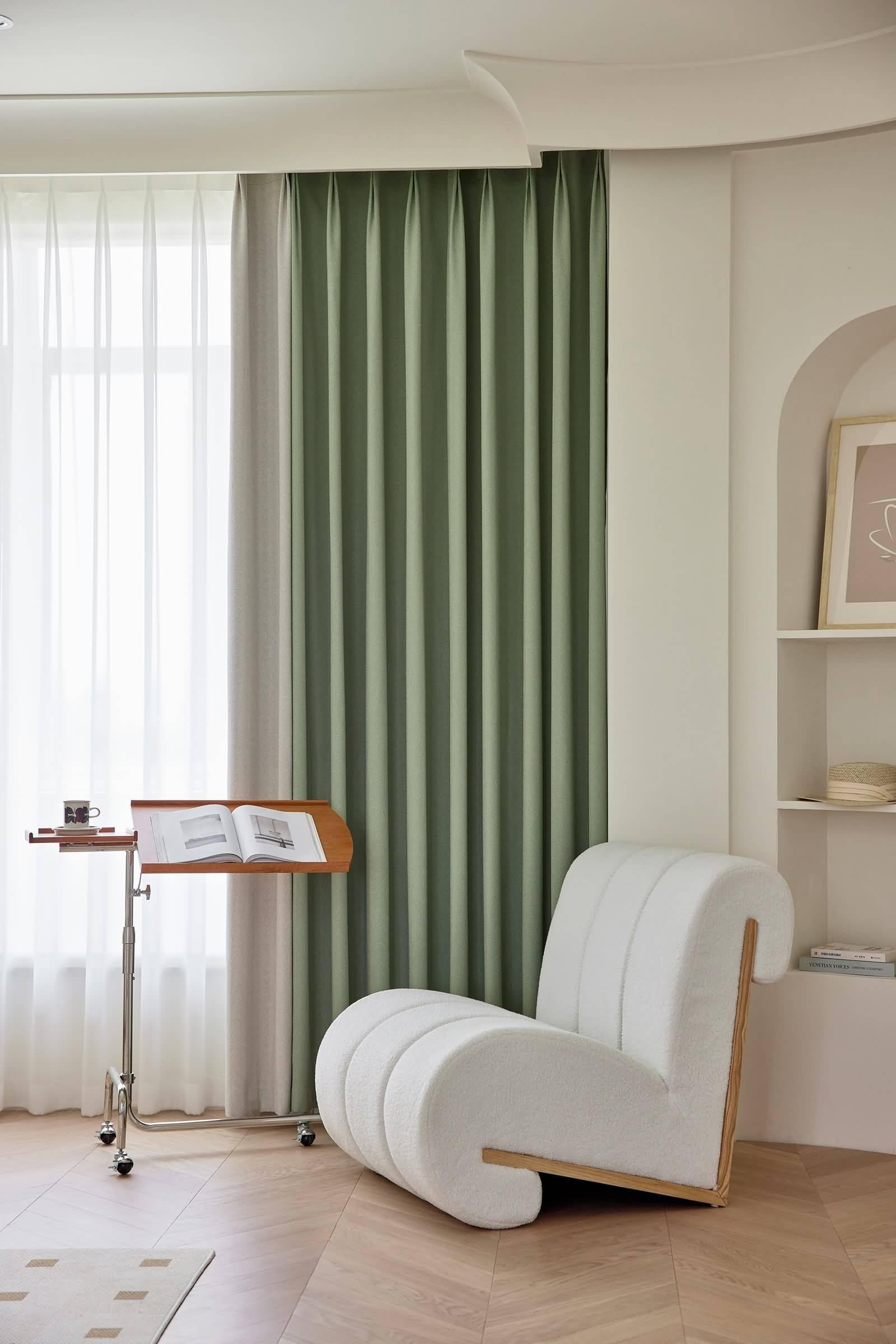 Verdunkelnde Vorhänge Ösen, Grün Beige Bicolor Patchwork Tüllen Raumverdunkelung Verdunkelungsvorhänge für Schlafzimmer und Wohnzimmer132 x 229 cm