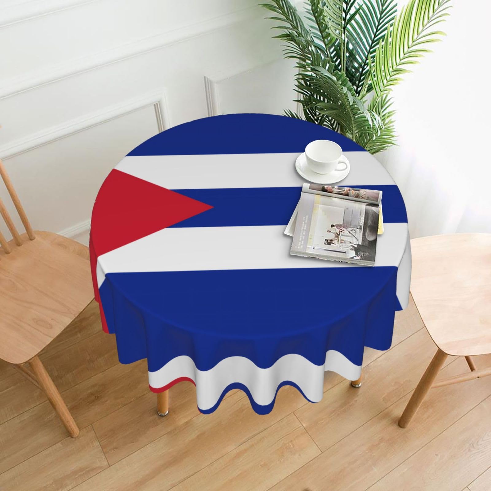 ZHAOUR Cuban Flag Print Round Washable Tablecloth – Table Cover