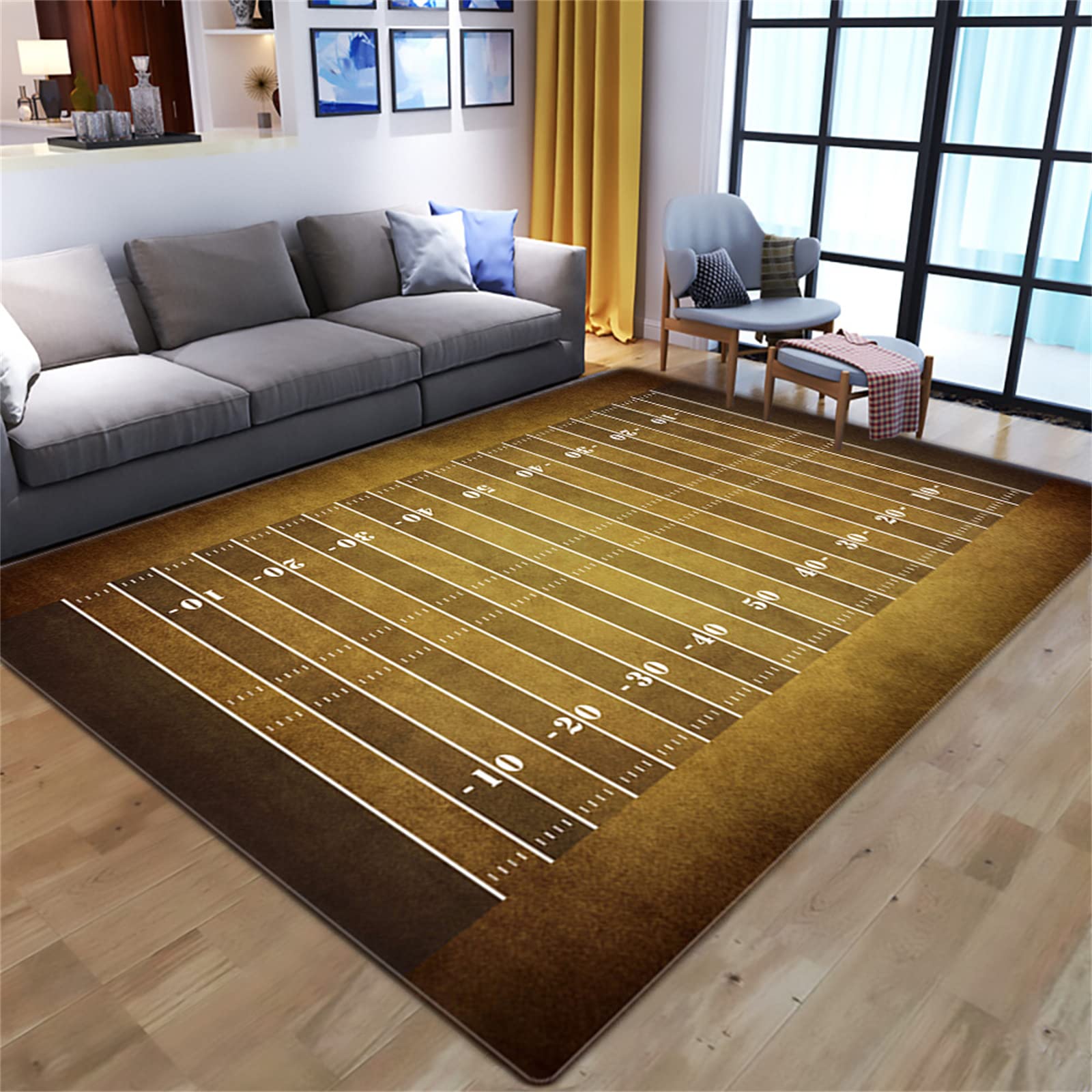 Skidproof Football Field Large Carpet Bedroom Rug Sport Area Rug for Living Room Washable Soft Thow Rug Floor Mat for Boys Boys 5'3"x6'7"