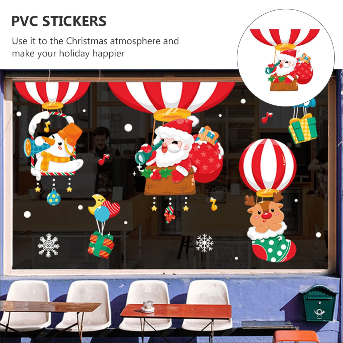 PRETYZOOM 3 Juegos Pegatina Ventana Navidad Papa Noel Christmas Xmas Etiquetas Adhesivas De Polivinilo 2 Piezas * 3