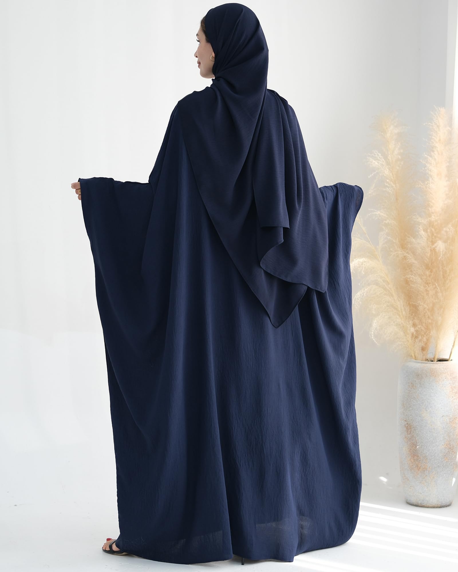 Gebetskleidung für Frauen 2 Stück Abaya Muslim Damen mit Khimar Hijab Muslimische Robe einfarbige lose einteilige