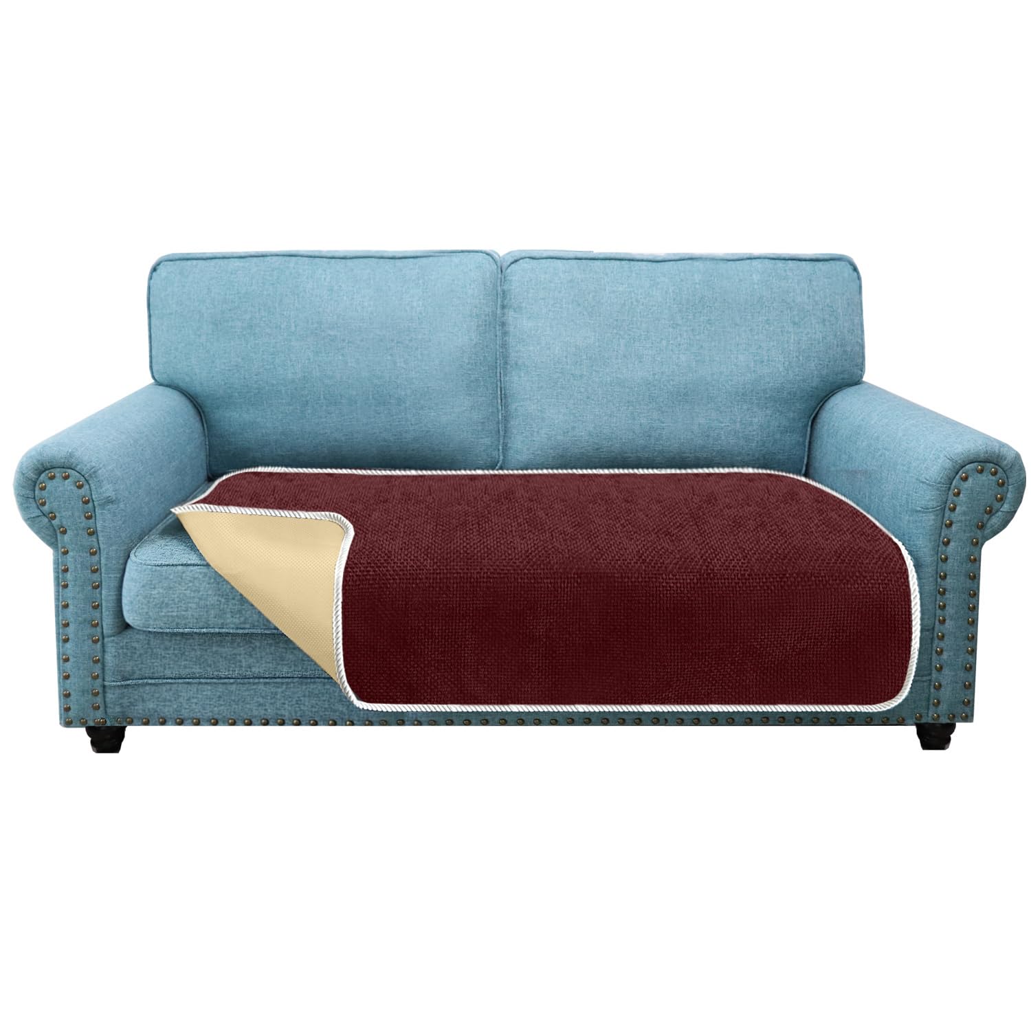 Granbest Non-Slip Sofa Seat Covers 2 Seater Plus Thick Sofa Cover Sofa Protectors from Pets Universal for All Seasons (2 Seater Plus, Wine Red) — image 1