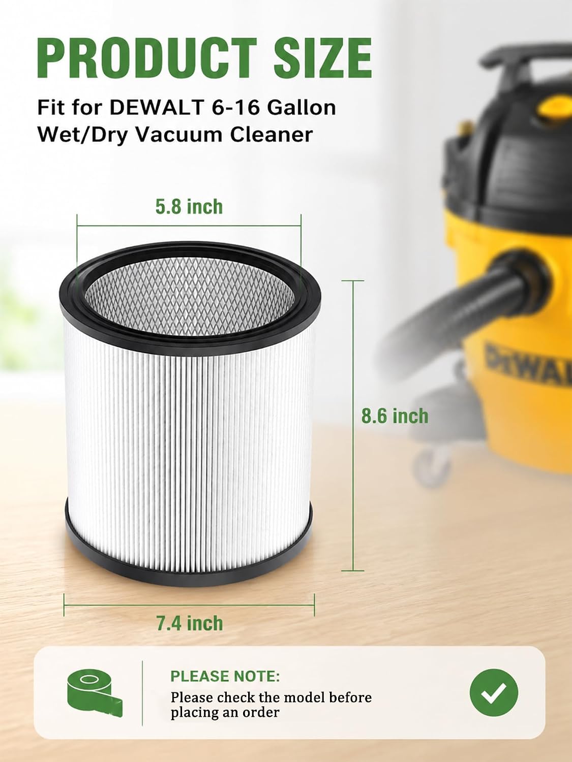 DXVC6910 Filters for Dewalt 6-16 Gallons Wet/Dry Vacuum Cleaners, 2 Pack image 4