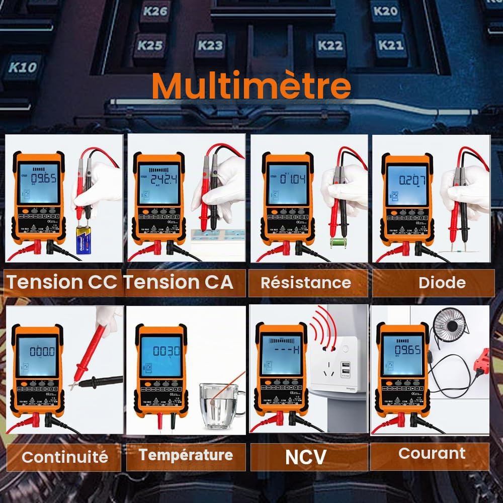 Testeur de câble multifonctionnel avec écran LCD, test POE, recherche numérique analogique, avec 3 ID d'appairage de câble, longueur câble réseau réglable, suivi de mesure court-circuit circuit ouvert