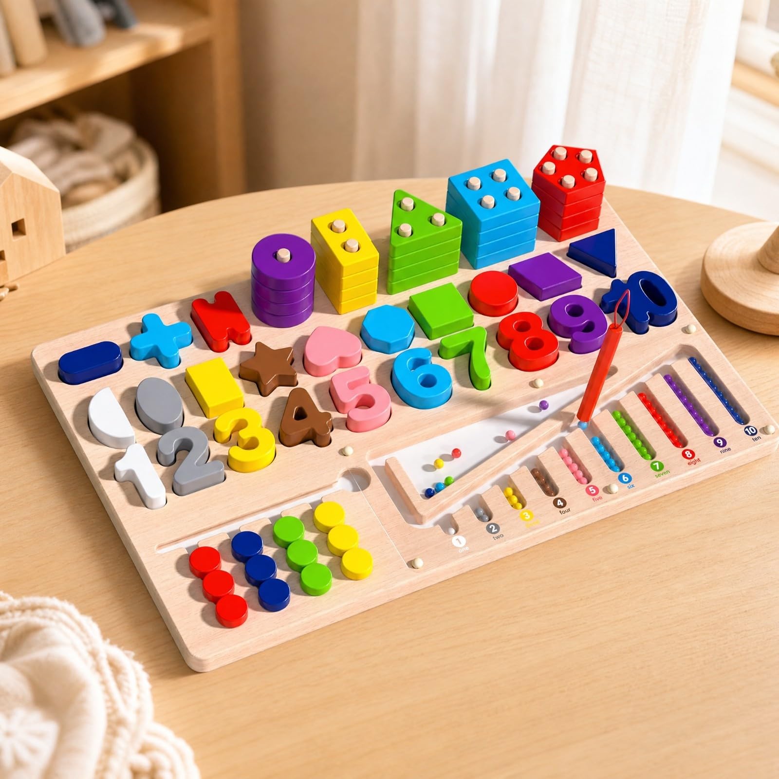 Tablero Actividas Educativo Multifuncional Tablero Aprendizaje Temprano con Piezas Resistente para Preescolar
