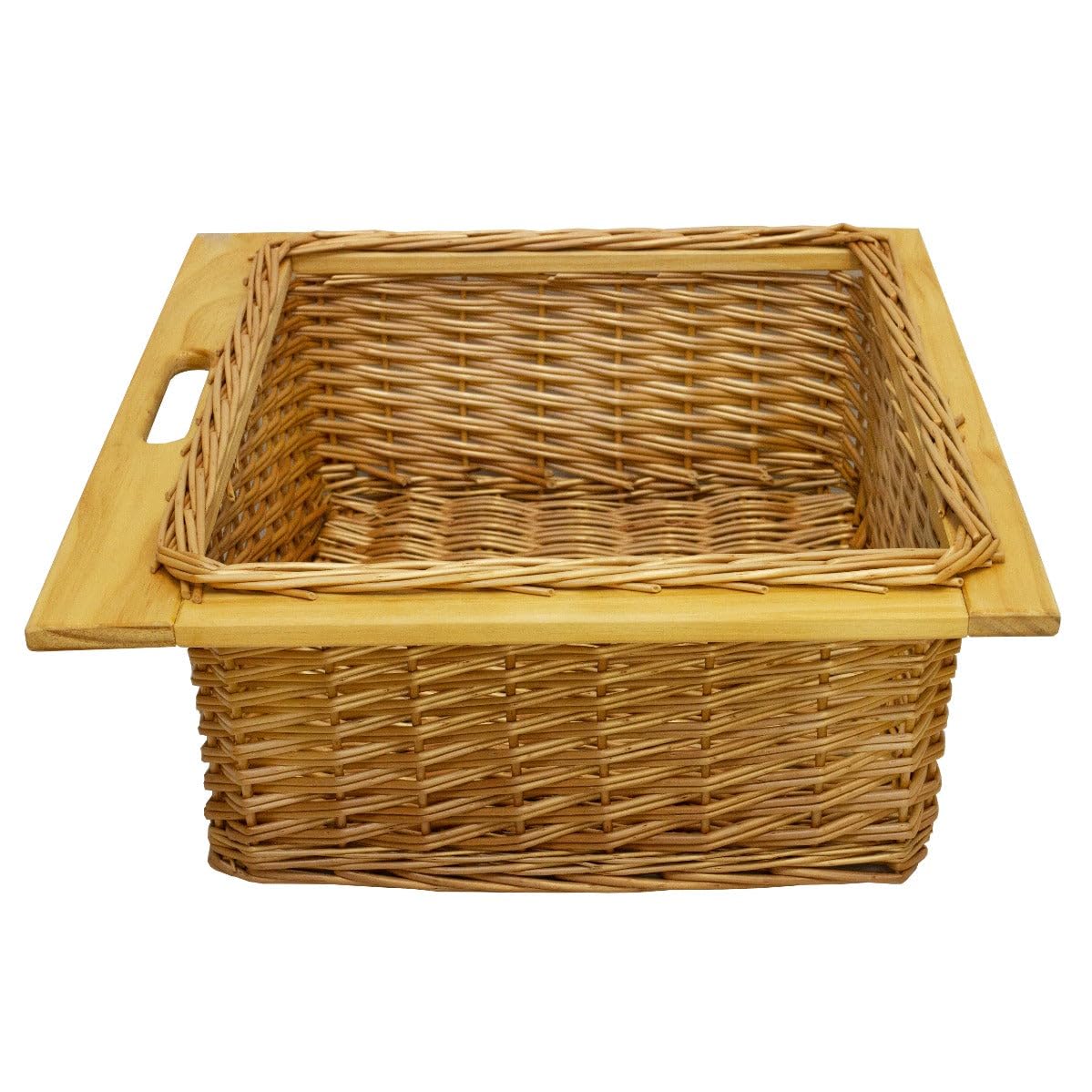 Cestas de Mimbre y Pino para Cocina – Set de 3 – Compatible con Gabinetes de 60cm -con Corredores de Madera de Pino – Diseño Rústico y Duradero – Soporta 10kg por Cesta – Kit de Fijación Incluido