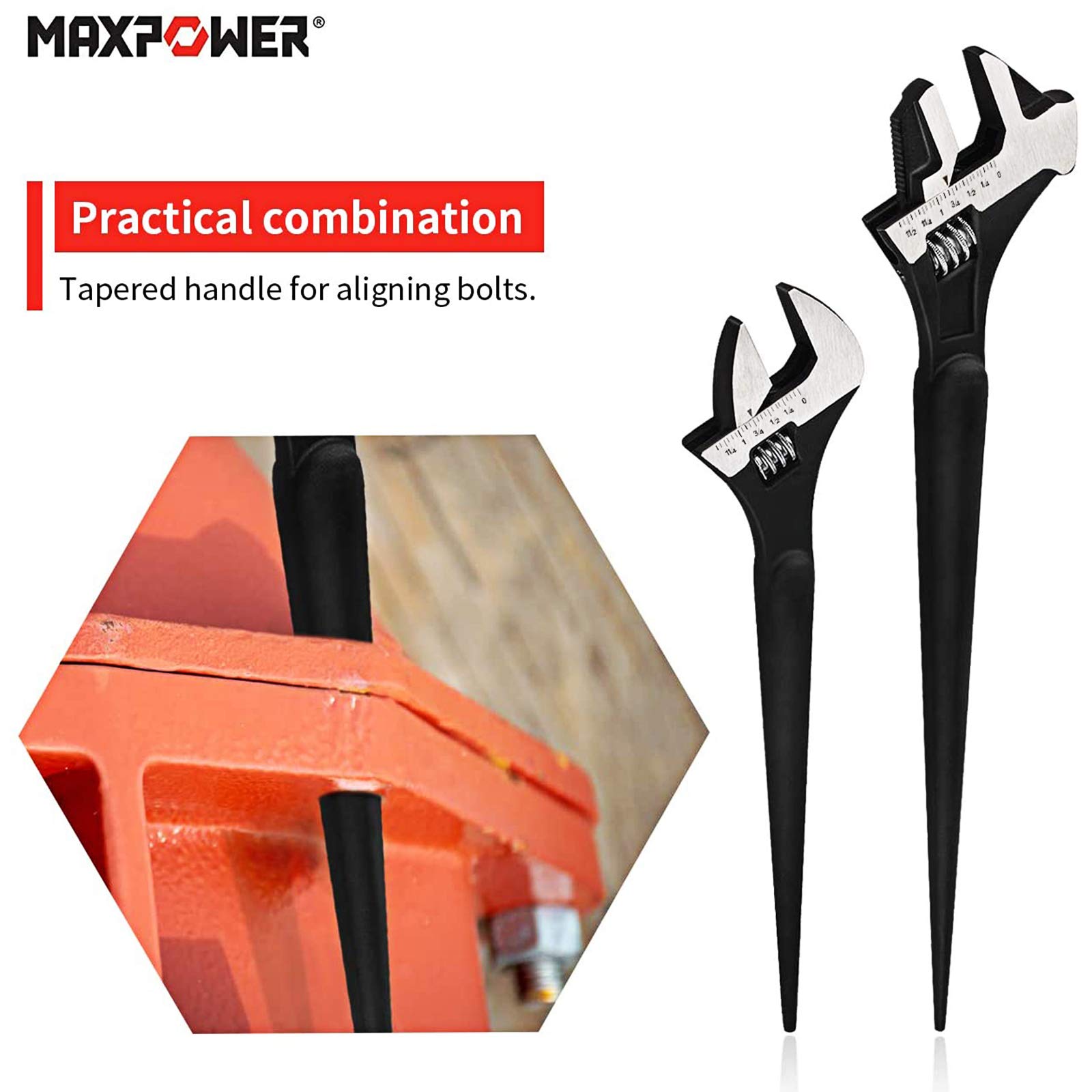 MAXPOWER 2PCs Adjustable Spud Wrench, 12 inch Spud Wrench, 16 inch