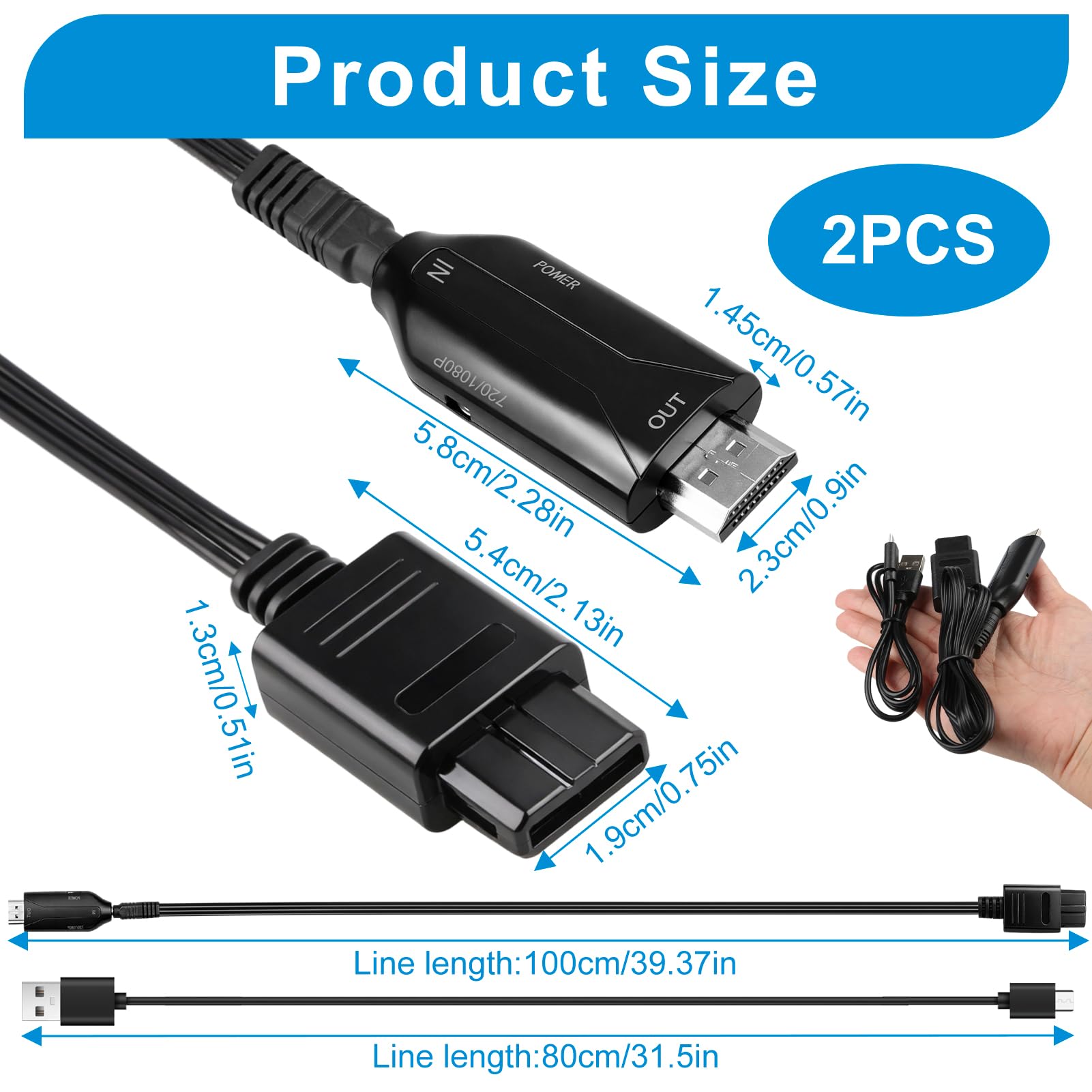 N64 vers HDMI Convertisseur Câble Convertisseur N64 vers HDMI avec Cable 1,5 M Adaptateur Vidéo Audio 1080P pour Consoles de Jeux N64 NGC SNES Gamecube Plug and Play - 3