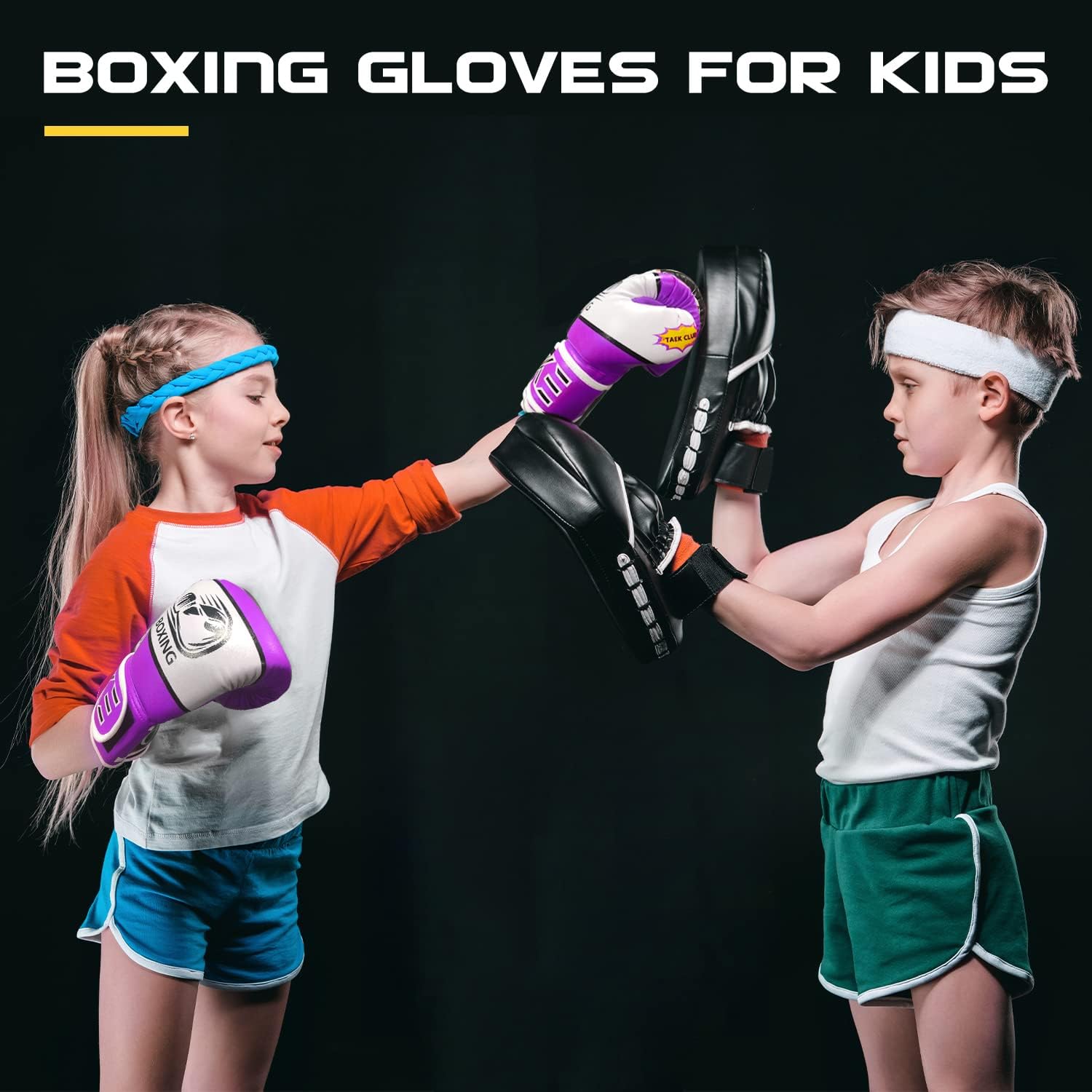 CKE Dziecięce rękawice bokserskie dla dzieci w wieku 5-12 lat, dla chłopców i dziewczynek, rękawice bokserskie dla dzieci, worek bokserski, kickboxing, do Muay Thai, rękawice bokserskie (fioletowe)