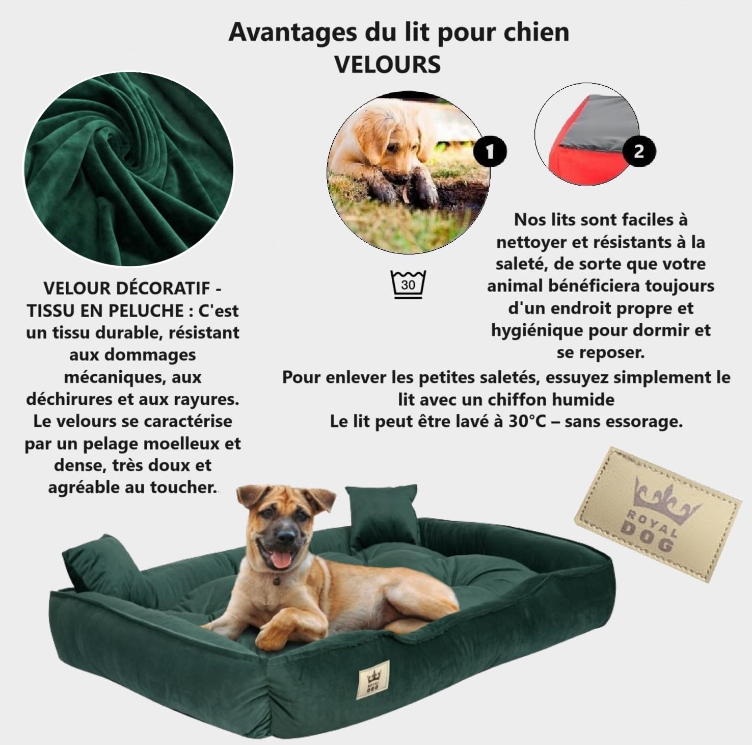 Un lit pour très Grands Chiens XXL 130x105 cm | Lit pour Chien Lavable, Ultra Doux | Canapé Chien Orthopedique | Moelleux et Douillet, Super Doux | Made in EU Vert