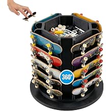 Fingerboard Display Rack Holder,360 Rotating,Pro Finger Skateboard Organizer for 20 Decks and Accessories,with Center Storage,Desktop Storage Tower for Fingerboard and Mini Collectibles,Heavy Duty