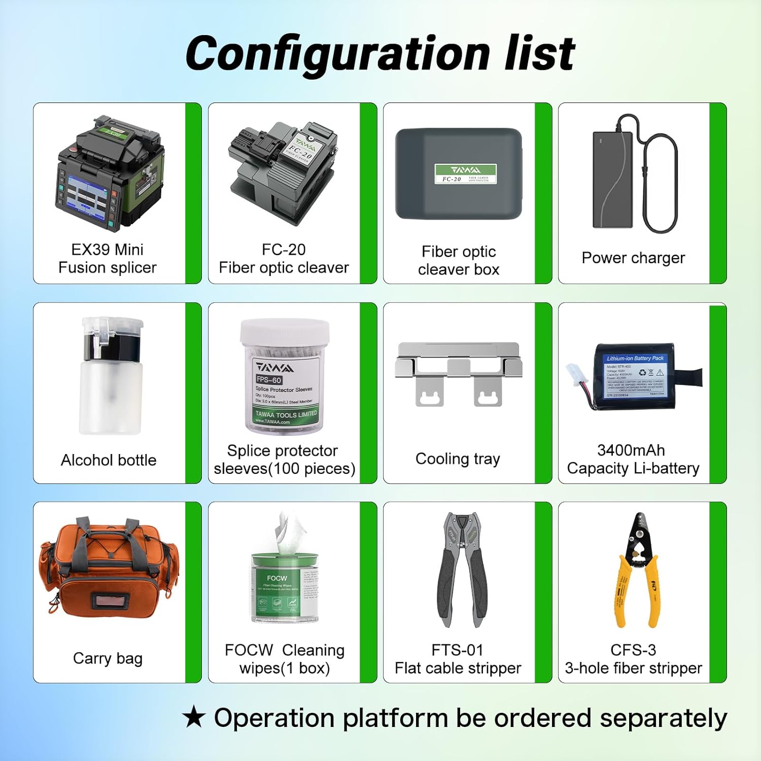Komshine EX39 Core Alignment Fiber Fusion Splicer with 3.5" Digital LCD Screen, Auto Empalmador de Fusión de Fibra Kit 8S Splicing with 3 in 1 Cable Holder,+Optical Power Meter