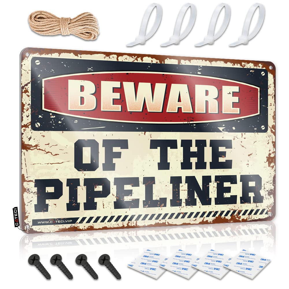STWNVOITV Bro Cave Sign Beware Of The Pipeliner Tin Sign Signs For Room Vintage Funny Tin Sign(20X30CM)