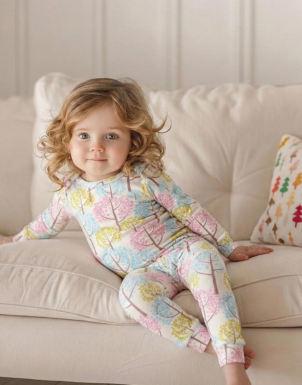 moimoln Sibling Matching 6M-8Y Soft Warm Cotton Modal Character Long Sleeve Snug-Fit Pajama Long Sleeve Sleepwear Daily - Image 5