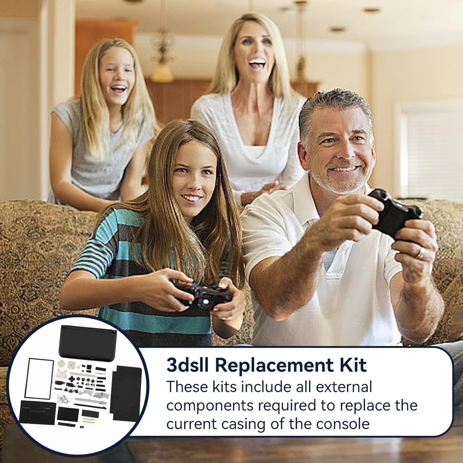 Full Housing Case, Cover Shell Repair Parts Complete Fix Replacement Kit Full Housing Case Cover Shell Repair Parts Complete Replacement Kit for 3DS XL(White)