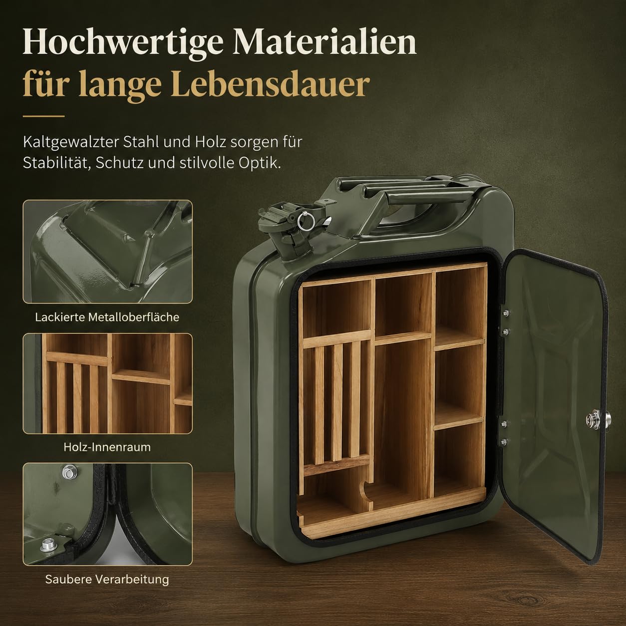 Kanister mini bar z grawerunkiem – metalowy mobilny bar – prezent urodzinowy dla mężczyzn – zamykany minibar, 35 x 15,5 x 47 cm, z zamkiem i kluczami, do użytku na zewnątrz i na imprezy