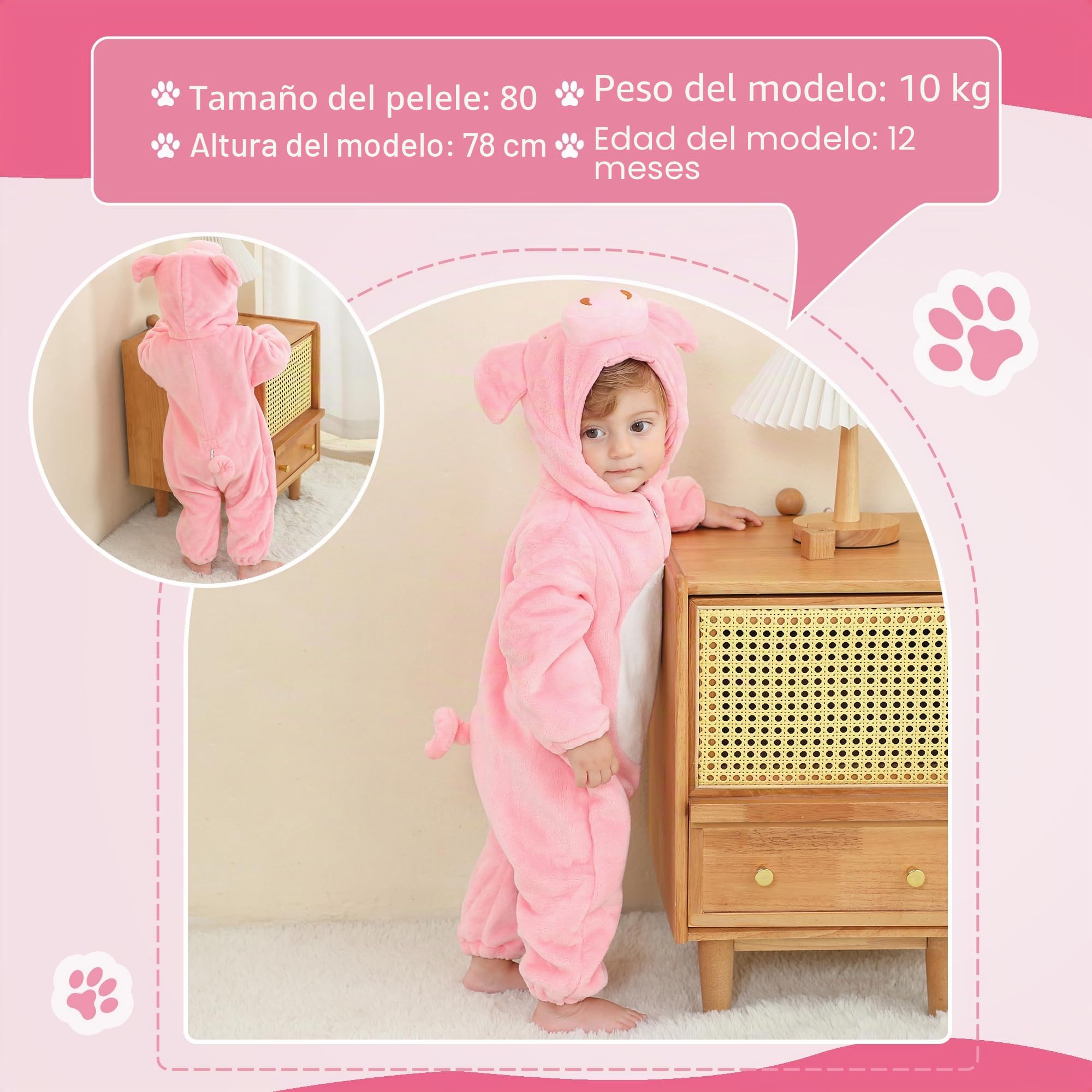 Traje de Cosplay de Halloween para Bebé Unisex con Capucha y Estampado de Animales 2-36 Meses