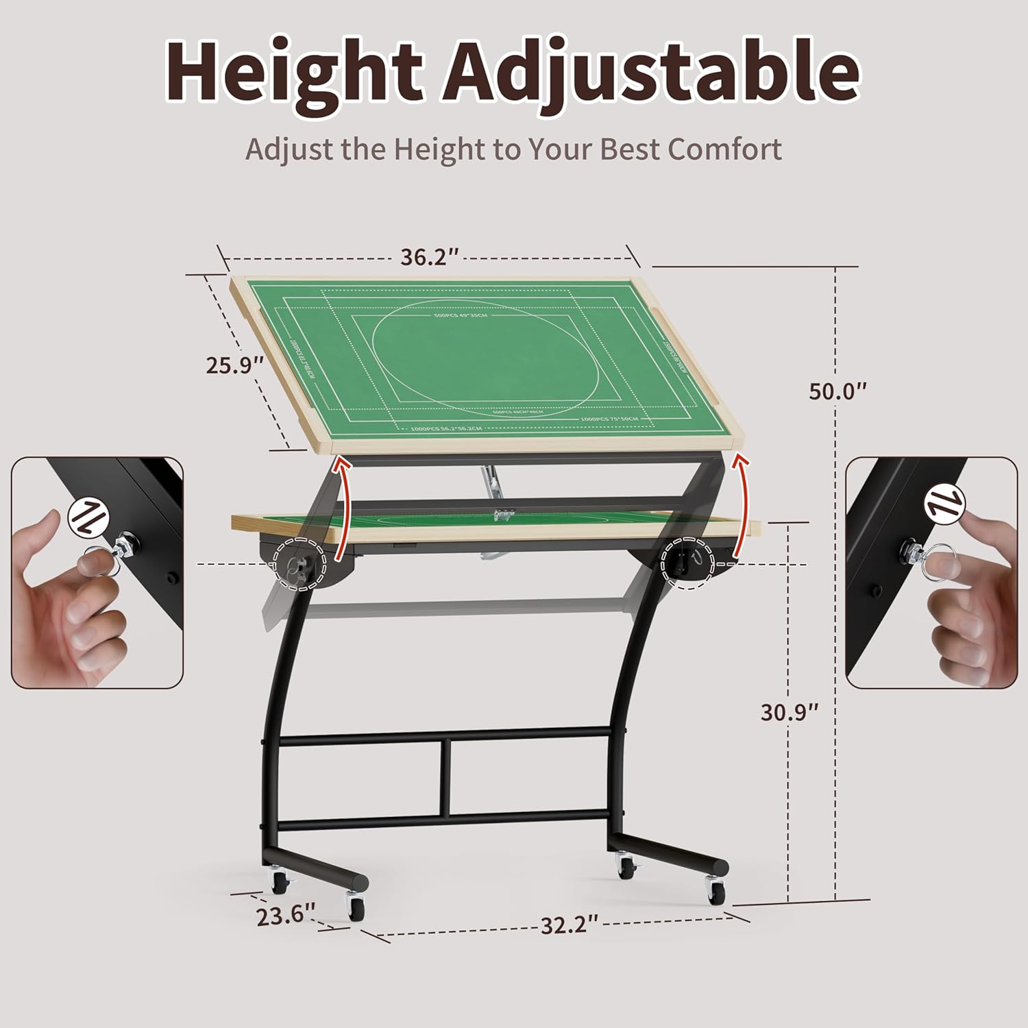 1500 Piece Puzzle Table - Puzzle Tables for Adults with Drawers, Tilting Jigsaw Puzzles Board with Cover, Standing Puzzle Table with Adjustable Height Legs and Wheels, Puzzle Lover's Present