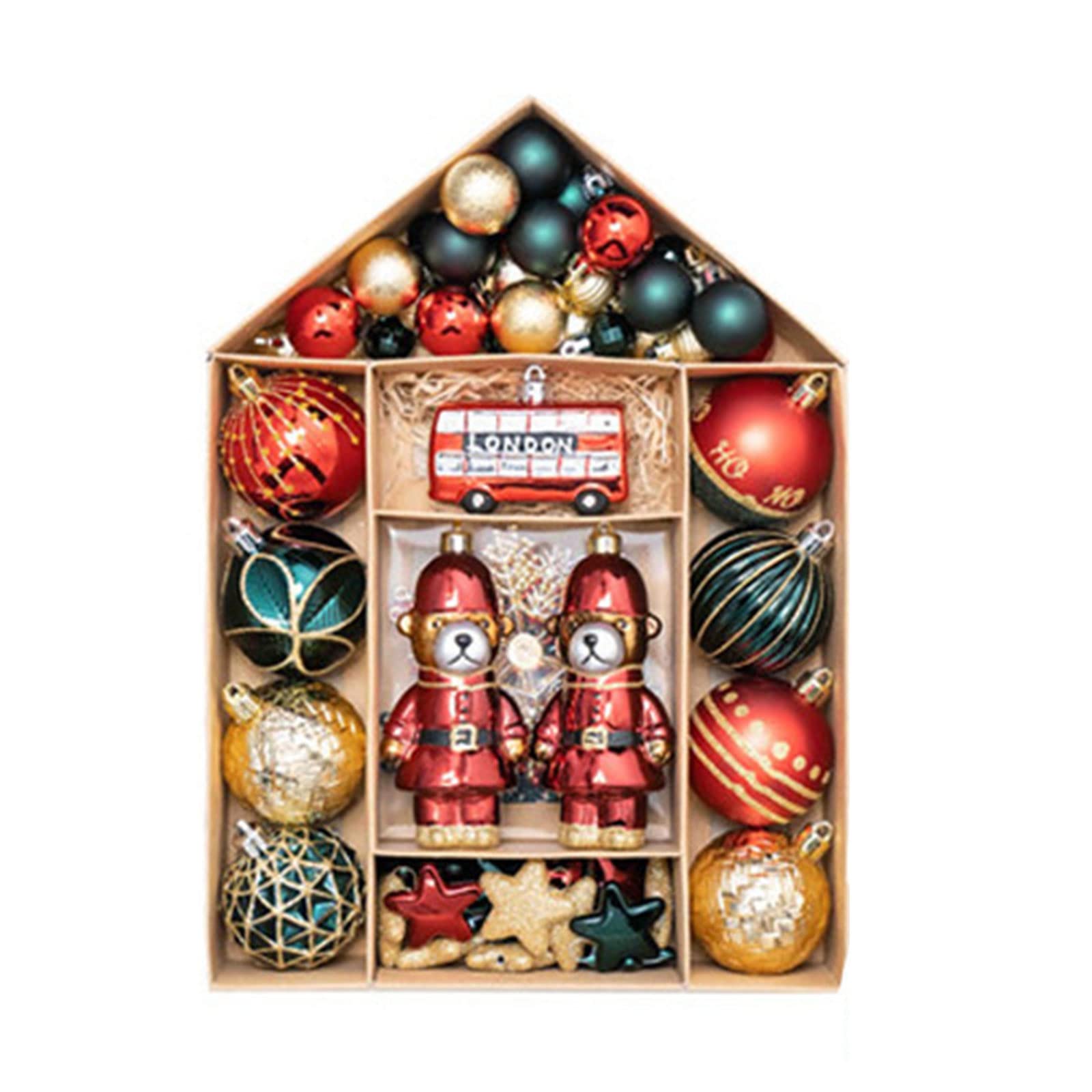 Buxuaaaa H Christmas Ball Ornament 70Pcs / Box Anging Christmas Ball Pendant Ornament Baubles Balls Ornaments Accessory Set