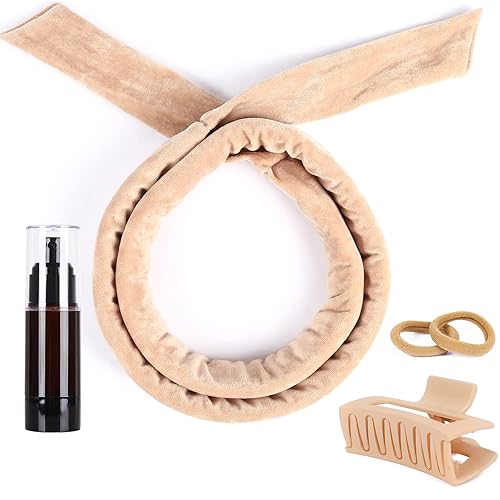 Rizador de pelo de terciopelo sin calor, rizos sin calor, rodillos de pelo durante la noche, incluye botella de spray sin aire, pinzas para el
